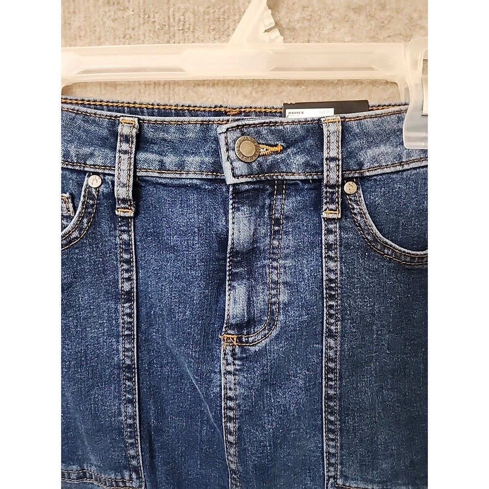 Simply Vera Wang Two-Tone Denim Skirt Womens Small Petite Blue Front Slit NEW - Picture 5 of 11